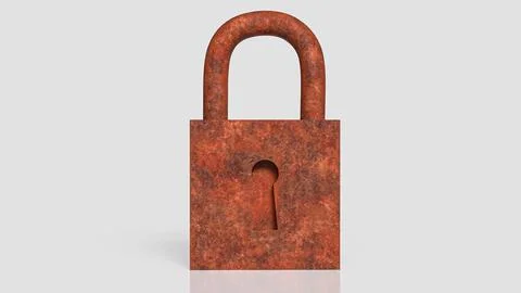 Rusty Padlock Symbolizing Broken Security And Vulnerable Protection Concept.. Stock Illustration