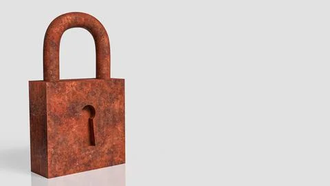 Rusty Padlock Symbolizing Broken Security And Vulnerable Protection Concept.. Stock Illustration