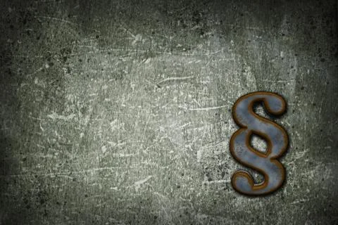 Rusty paragraph symbol on grunge background - 3d illustration Illustrazione stock