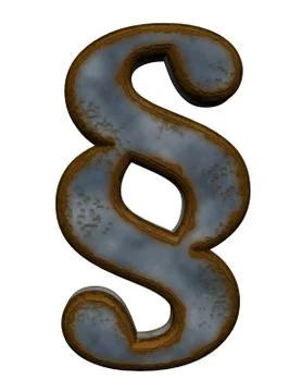 Rusty paragraph symbol on white background - 3d illustration Illustrazione stock