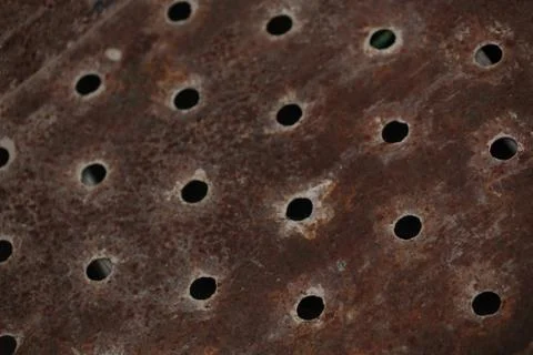 Rusty Perforated Steel Sheet Surface 스톡 사진