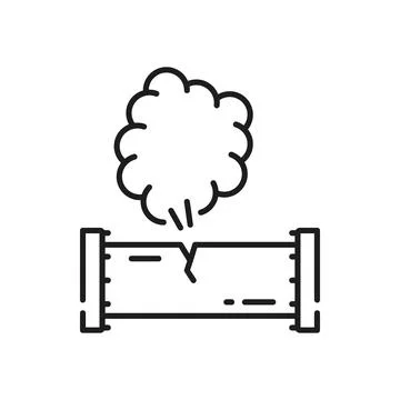 Rusty pipe in corrosion, steaming valve tube icon Stock Illustration
