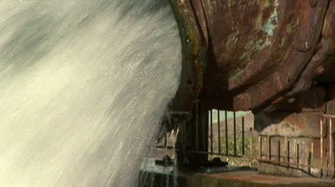 Rusty Pipe &amp; Gushing Water Stock Footage 294442