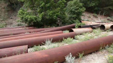 Rusty pipe pan Video stock 26035911