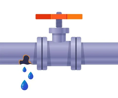 Rusty pipe with water. drop from the hole. Stock Illustration