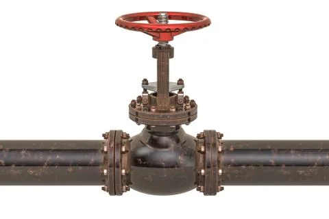 Rusty pipeline with valve. 3D rendering Stock Illustration
