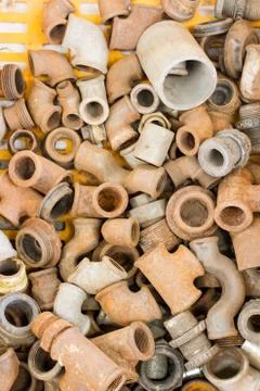 Rusty pipes on bazaar Stock Photos