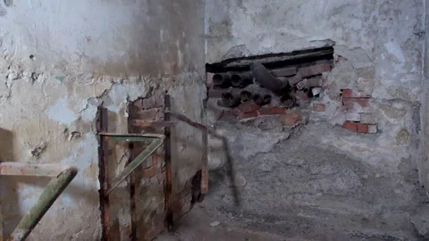 Rusty pipes of the old heating system Stock Footage 283292726