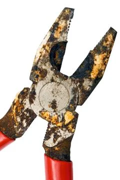 Rusty Pliers with Clipping Path Isolated on a White Background 스톡 사진