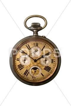 Rusty Pocket Watch Isolated on a White Background Stock-Fotos