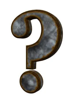 Rusty question mark on white background - 3d illustration Stock Illustration