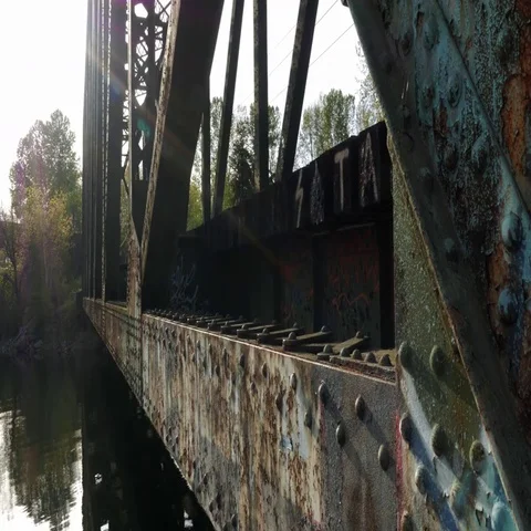 Rusty Rail Trestle Stock Footage 69538454