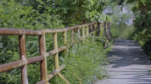 Rusty Railing And Canal Path Video stock 338343225