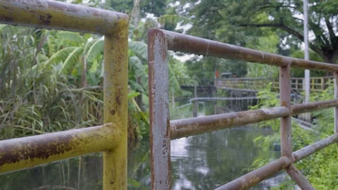 Rusty Railing Beside The Canal Stock Footage 338343297