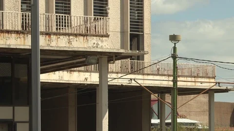 Rusty railing on the exterior of a building Stock Footage 84508390
