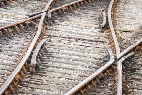Rusty railroad tracks Stock Photos