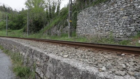 Rusty rails in the countryside Stock Footage 106837956