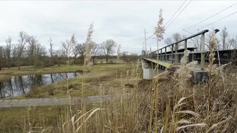Rusty railway bridge Stock Footage 300375823