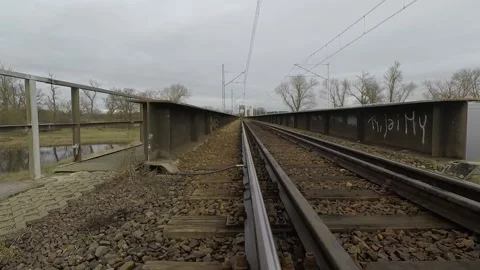 Rusty railway bridge Stock Footage 300375895