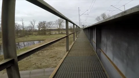 Rusty railway bridge Stock Footage 300376033