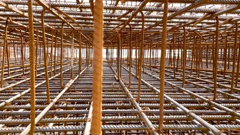Rusty rebar for concrete pouring Stock Footage 243370653