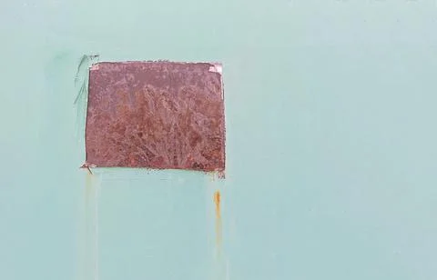 Rusty rectangle frame on gray, green background, grunge base Stock Photos