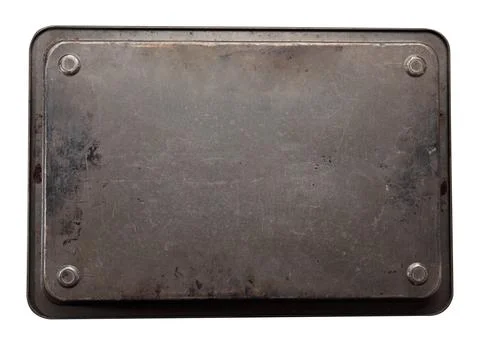Rusty rectangular baking sheet isolated on white background Stock Photos