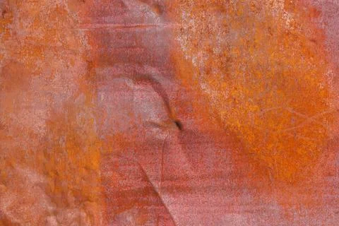 Rusty red crumpled flat sheet metal surface full-frame background and texture Photos
