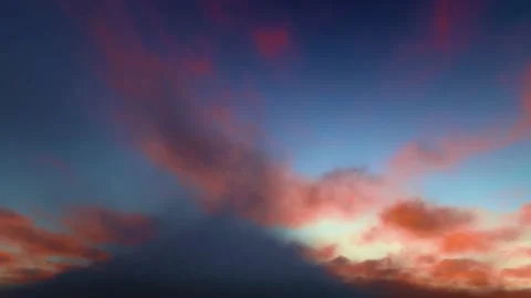 Rusty red magenta storm clouds blue sky dusk sunset time lapse seamless loop Video stock 159708027