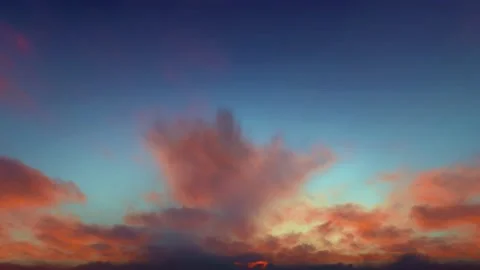 Rusty red magenta storm clouds blue sky dusk sunset time lapse seamless loop Stock Footage 159708029