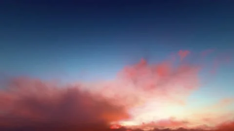 Rusty red magenta storm clouds blue sky dusk sunset time lapse seamless loop Video stock 159708103