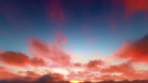 Rusty red magenta storm clouds blue sky dusk sunset time lapse seamless loop Video stock 159708115
