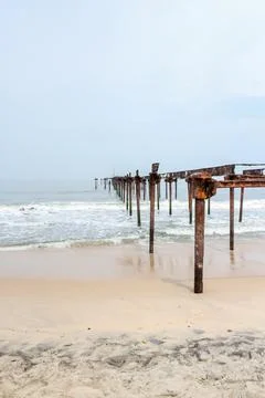 Rusty Remains on a Beach Stock Photos