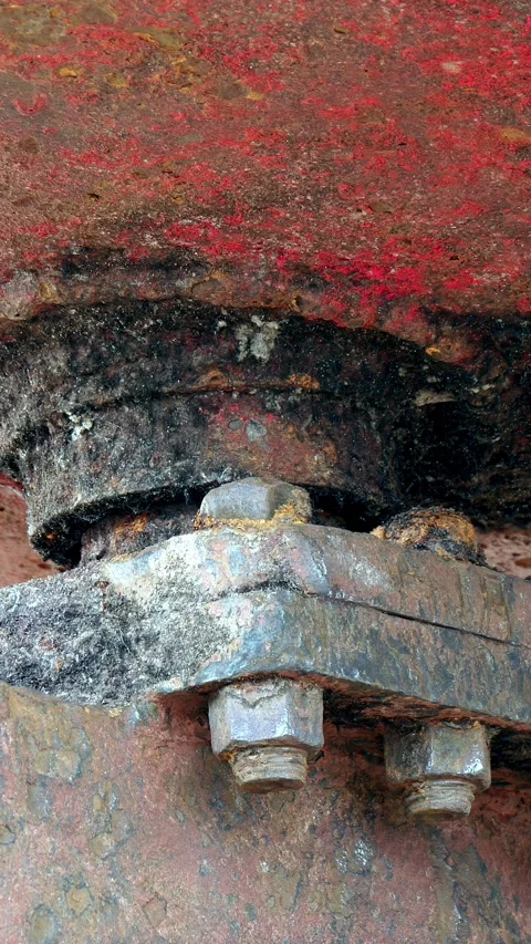Rusty rotor detail captured during maintenance at the shipyard Stock Footage 291039081