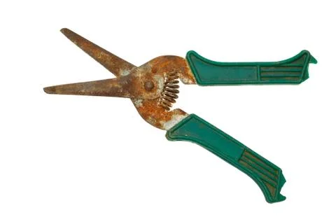 Rusty scissors isolated on white background Stock Photos