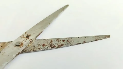 Rusty scissors on a white background 스톡 동영상 314931333