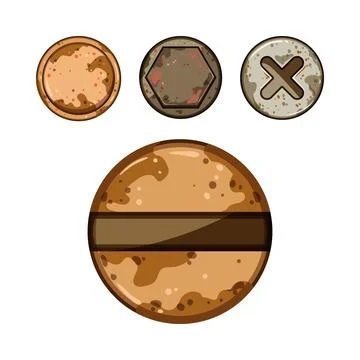 Rusty screw head collection illustrating corrosion Stock Illustration