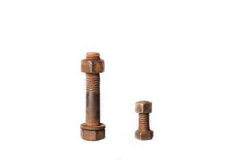 Rusty screws on white Stock Photos