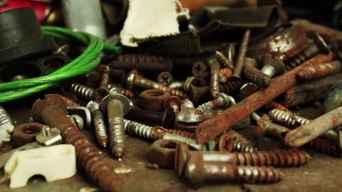 Rusty self-tapping screws Stock Footage 75714428