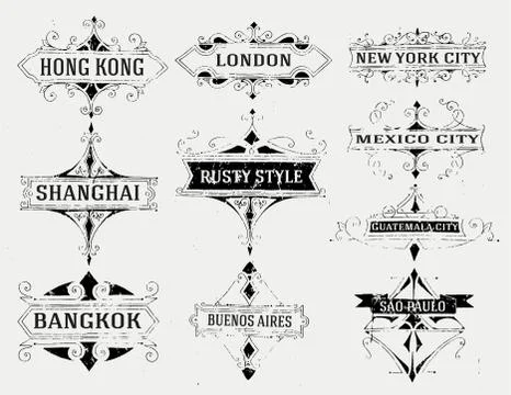 Rusty Set of 10 labels and banners Stock Illustration