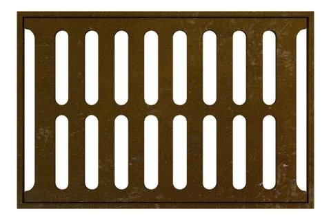 Rusty sewage grid isolated on white background. 3d illustration Stock Illustration