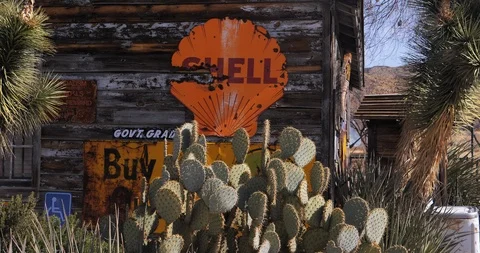 Rusty Shell Sign Stock Footage 87635398