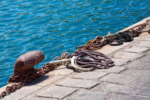 Rusty ship mooring Stock Photos
