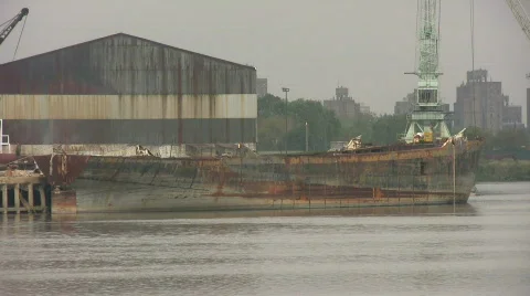 Rusty ship wreck Stock Footage 411949