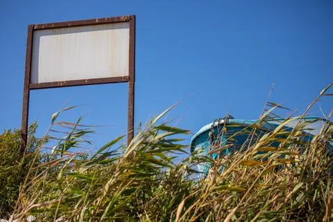 A rusty sign with a copy of the space Stock Photos