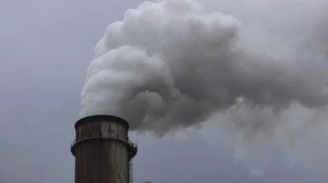 Rusty Smoke Stack On Cloudy Day 4K Stock Footage 45578631