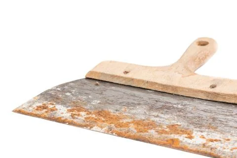 Rusty spatula to coat on white background Stock Photos