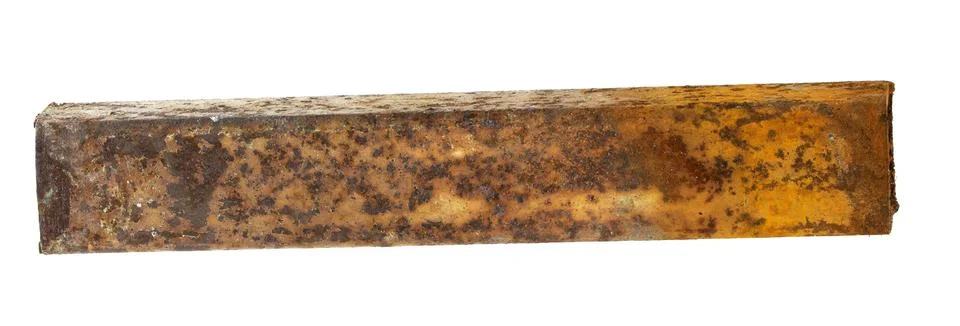 Rusty square pipe on a white background Stock Photos