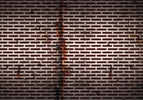 Rusty stainless metal perforated surface Illustrazione stock