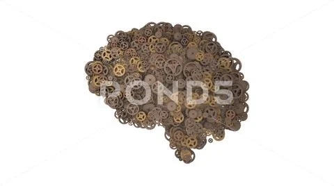 Rusty steampunk cog and gear machine brain Stock Illustration